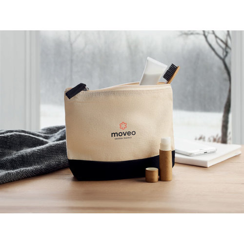 2-kleurige katoenen toilettas MO9815 met logo bedrukken DeBle