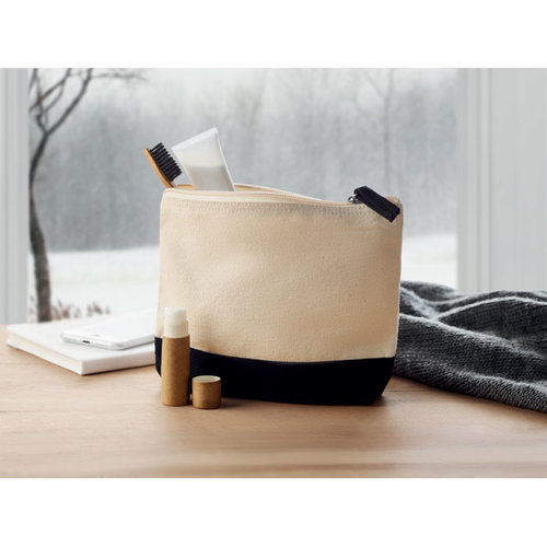 2-kleurige katoenen toilettas MO9815 met logo bedrukken DeBle