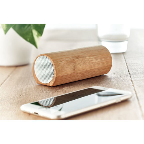 Speakbox 5W draadloze bamboe speaker MO6219 met logo bedrukken DeBle