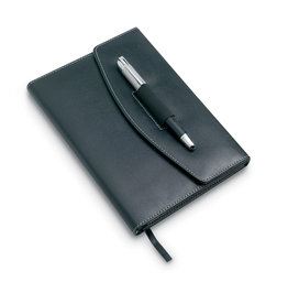 Nova A5 schrijfmap KC6856 met metalen pen bedrukt met bedrijfslogo voor vergaderingen