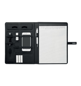 Smartfolder A4 schrijfmap MO9401 met 4000 mAh powerbank bedrukt met bedrijfslogo
