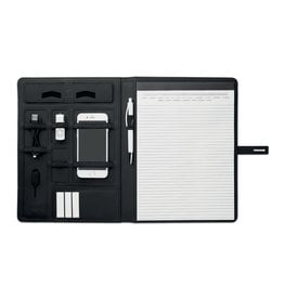 Smartfolder A4 schrijfmap MO9401 met 4000 mAh powerbank bedrukt met bedrijfslogo
