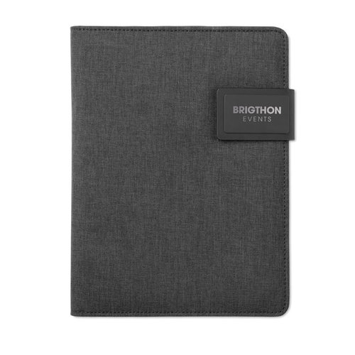 Powernoty A5 schrijfmap MO9231 met 4000 mAh powerbank bedrukt met bedrijfslogo