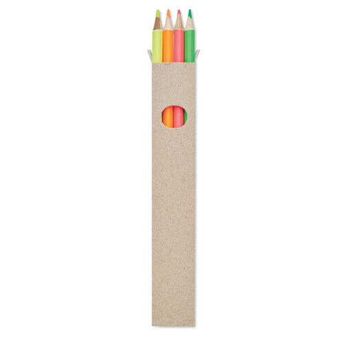 4 markeerpotloden in doosje Bowy (MO6836) met logo