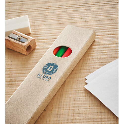 4 markeerpotloden in doosje Bowy (MO6836) met logo