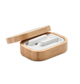 Jazz bamboo TWS Bluetooth® oordopjes MO6780 met bamboe oplaadcase bedrukken met logo