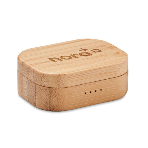 Jazz bamboo TWS Bluetooth® oordopjes MO6780 met bamboe oplaadcase bedrukken met logo