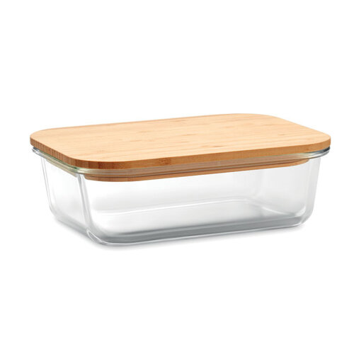 DéBlé Tundra glazen lunchbox met bamboe deksel 900 ml MO9962 bedrukt met logo