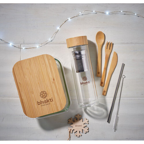 DéBlé Tundra glazen lunchbox met bamboe deksel 900 ml MO9962 bedrukt met logo