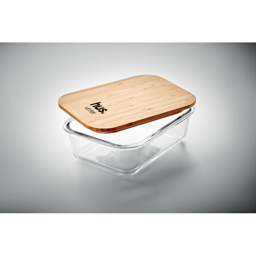 DéBlé Tundra glazen lunchbox met bamboe deksel 900 ml MO9962 bedrukt met logo