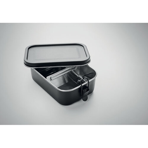 DeBle Chan Colour RVS lunchbox 750 ml MO6638 bedrukt met logo met verschuifbare verdeler en buckle-sluiting