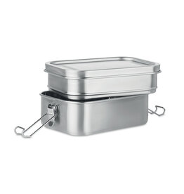 DeBle Double Chan RVS lunchbox 1200 ml MO6212 bedrukt met logo met twee compartimenten voor lunch en meal-prep