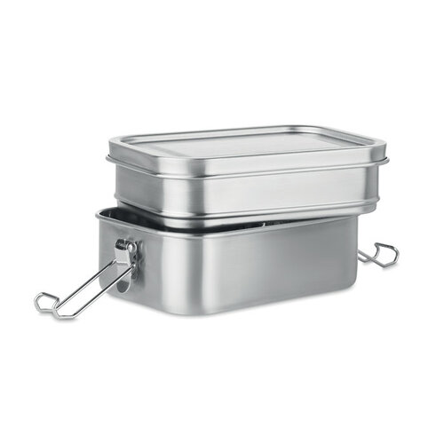 DeBle Double Chan RVS lunchbox 1200 ml MO6212 bedrukt met logo met twee compartimenten voor lunch en meal-prep