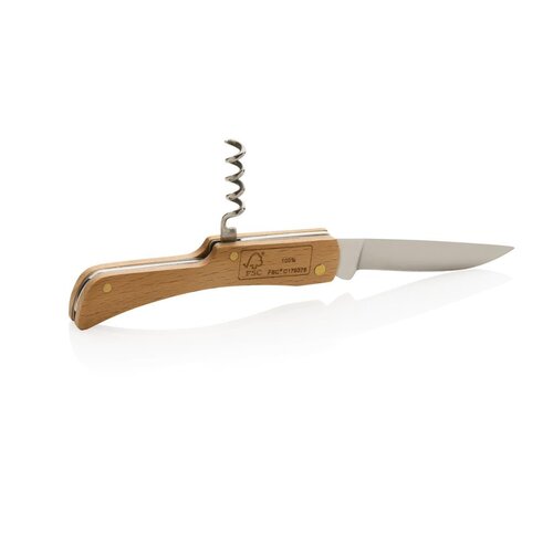 FSC® houten mes met flesopener P414.019 FSC® houten mes met flesopener P414.019