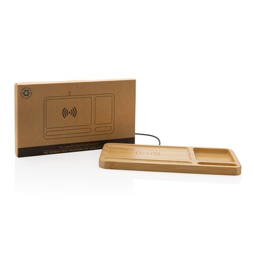 FSC® Bamboo bureau-organizer 10W draadloze oplader P308.39