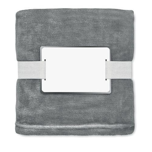 Logan RPET fleecedeken MO6804 van gerecycled flanellen fleece met lint en bedrukbare kaart
