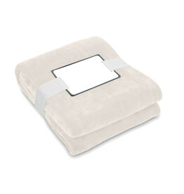 Logan RPET fleecedeken MO6804 van gerecycled flanellen fleece met lint en bedrukbare kaart