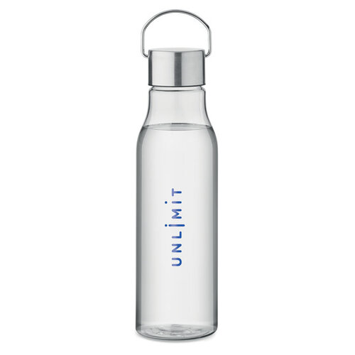 DeBle RPET waterfles 600 ml MO6976 met PP dop en draaghengsel bedrukt met logo