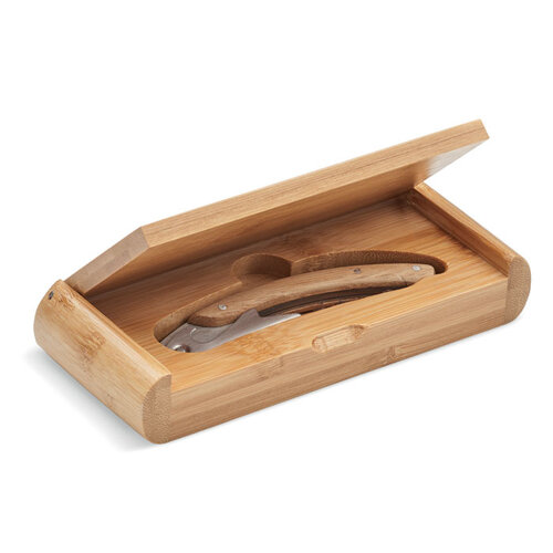 SONO bamboe kelnersmes MO6974 in geschenkdoos bedrukt met logo