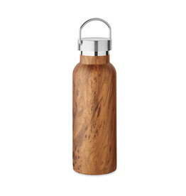 DeBle Dubbelwandige Houtlook Thermosfles 500 ml MO6931 bedrukken met logo