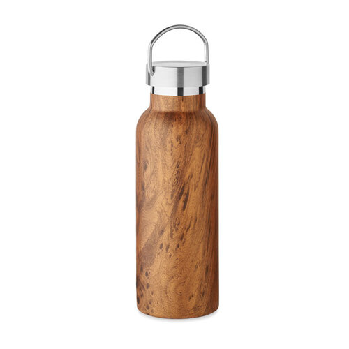 DeBle Dubbelwandige Houtlook Thermosfles 500 ml MO6931 bedrukken met logo