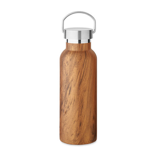 DeBle Dubbelwandige Houtlook Thermosfles 500 ml MO6931 bedrukken met logo