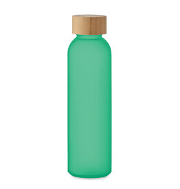 DeBle matglazen drinkfles 500 ml MO2105 met bamboe dop bedrukt met logo