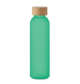 DeBle matglazen drinkfles 500 ml MO2105 met bamboe dop bedrukt met logo