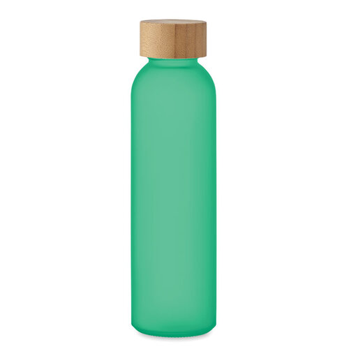 DeBle matglazen drinkfles 500 ml MO2105 met bamboe dop bedrukt met logo