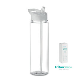 DeBle Tritan Renew™ fles 650 ml van BPA-vrij kunststof met opvouwbaar mondstuk en logo, duurzame herbruikbare drinkfles