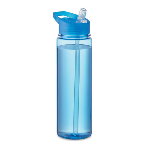 DeBle Tritan Renew™ fles 650 ml van BPA-vrij kunststof met opvouwbaar mondstuk en logo, duurzame herbruikbare drinkfles