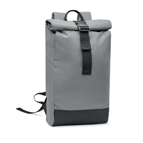 Reflecterende 15 inch rolltop rugzak MO2056 bedrukken met logo