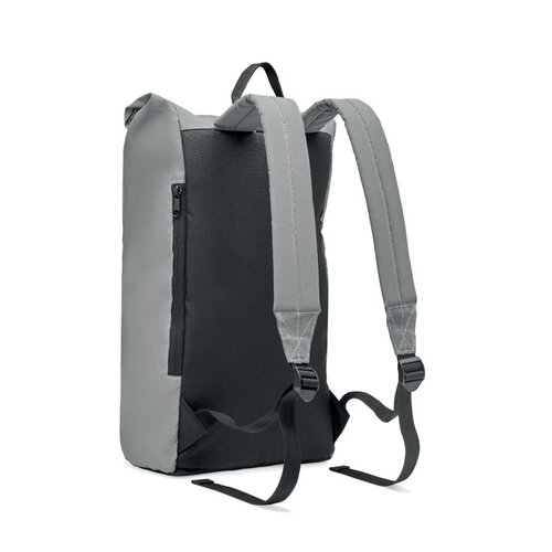 Reflecterende 15 inch rolltop rugzak MO2056 bedrukken met logo