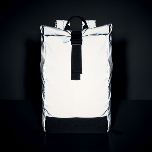 Reflecterende 15 inch rolltop rugzak MO2056 bedrukken met logo