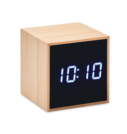 Bamboe klok vierkant met LED Mara clock (MO9922)