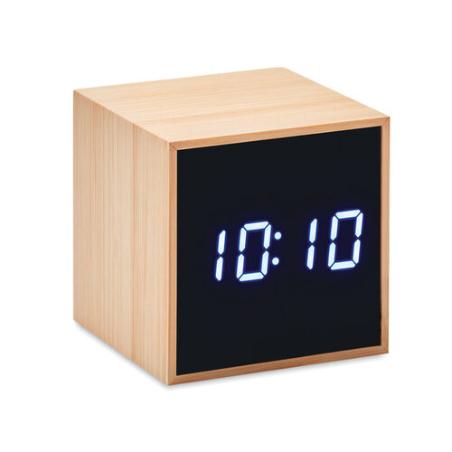 Bureauklok bedrukken Bamboe klok vierkant met LED MO9922 Mara clock