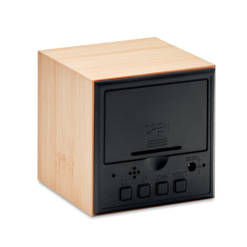 Bureauklok bedrukken Bamboe klok vierkant met LED MO9922 Mara clock