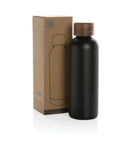 DeBle Wood RCS gerecyclede RVS vacuümfles 500 ml bedrukken met logo