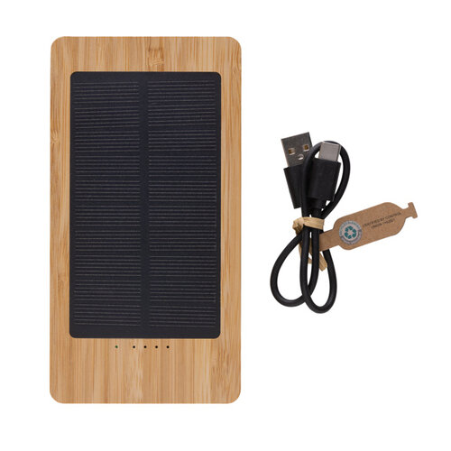 DeBle Sunwick FSC® Bamboe Solar Powerbank 10.000 mAh P322.399 bedrukken met logo