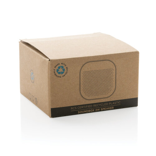 RCS gerecycled plastic Soundbox 3W speaker P329971 met logo bedrukken DeBle