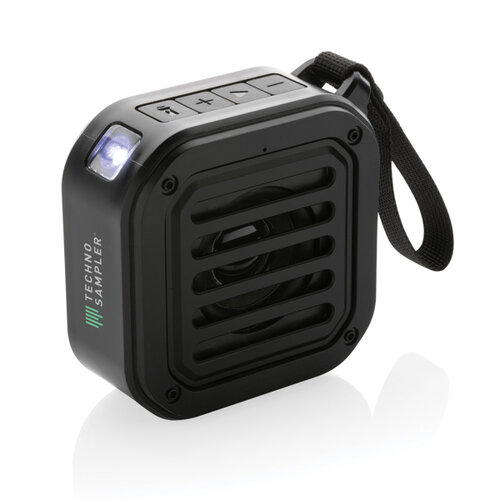 Sunwave solar speaker gerecycled plastic P331031 met logo bedrukken DeBle