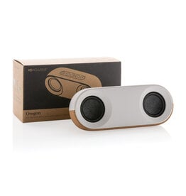 Oregon gerecycled plastic en kurk 10W speaker P329619 met logo bedrukken DeBle