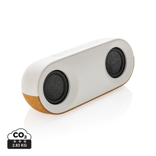 Oregon gerecycled plastic en kurk 10W speaker P329619 met logo bedrukken DeBle