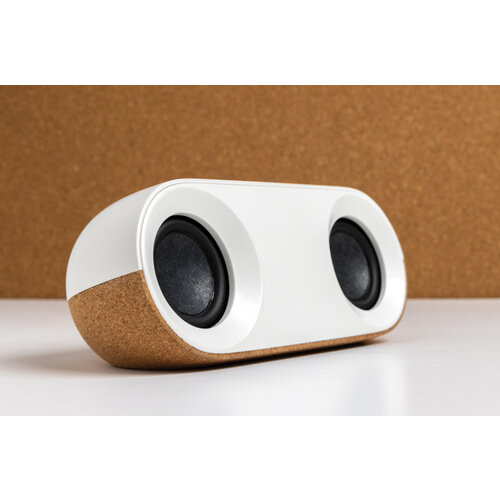 Oregon gerecycled plastic en kurk 10W speaker P329619 met logo bedrukken DeBle