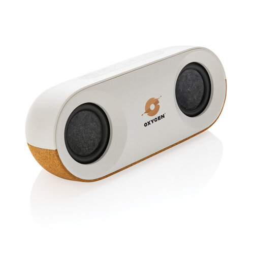 Oregon gerecycled plastic en kurk 10W speaker P329619 met logo bedrukken DeBle