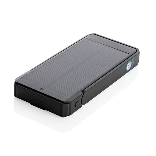 DeBle Skywave 10.000 mAh zonne-powerbank van RCS-gerecycled ABS bedrukken met logo
