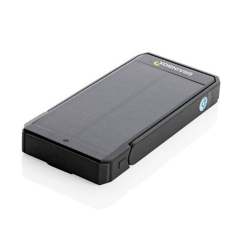 DeBle Skywave 10.000 mAh zonne-powerbank van RCS-gerecycled ABS bedrukken met logo