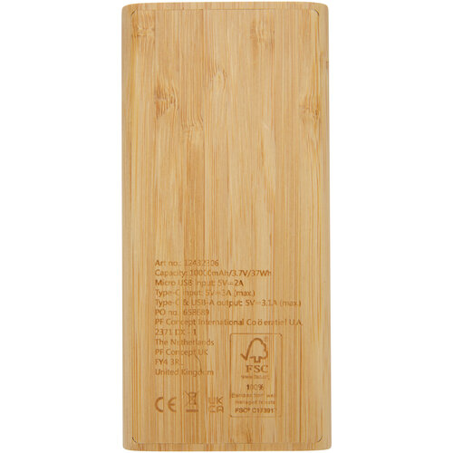 DeBle Tulda Bamboe Powerbank 10.000 mAh 12432306 met lasergravure