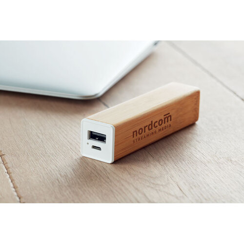DeBle compacte bamboe powerbank bedrukken met logo