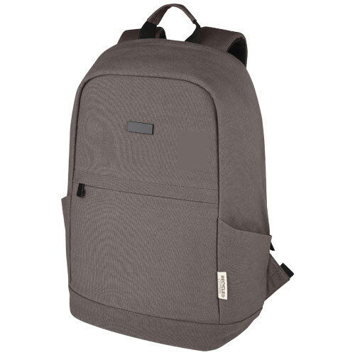 <p>Wil je een <strong>Joey GRS laptoprugzak graveren met logo</strong>? De 120678 is een 18 liter laptoprugzak van stevig GRS-gerecycled canvas met een gewatteerd vak voor laptops tot 15,6 inch en een apart tabletvak. Het verborgen achtervak, de overzichtelijke binnenzijde en het metalen plaatje voor lasergravure maken dit model interessant voor zakelijk dagelijks gebruik.</p> <p> </p> <h2>GRS-gerecycled canvas van 330 g/m²</h2> <p>De Joey is gemaakt van canvas met een materiaalgewicht van 330 g/m². De samenstelling bestaat uit 80% GRS-gecertificeerd gerecycled katoen en 20% katoen. De binnenzijde is afgewerkt met een GRS RPET-voering.</p> <p>Het canvas geeft de rugzak een wat natuurlijkere en minder technische uitstraling dan veel traditionele polyester laptoprugzakken.</p> <p> </p> <h2>Gewatteerd laptopvak voor 15,6 inch</h2> <p>Het gewatteerde laptopvak biedt ruimte aan laptops tot 15,6 inch. Daarnaast heeft de Joey een aparte tablethoes, zodat laptop en tablet ieder een eigen ple